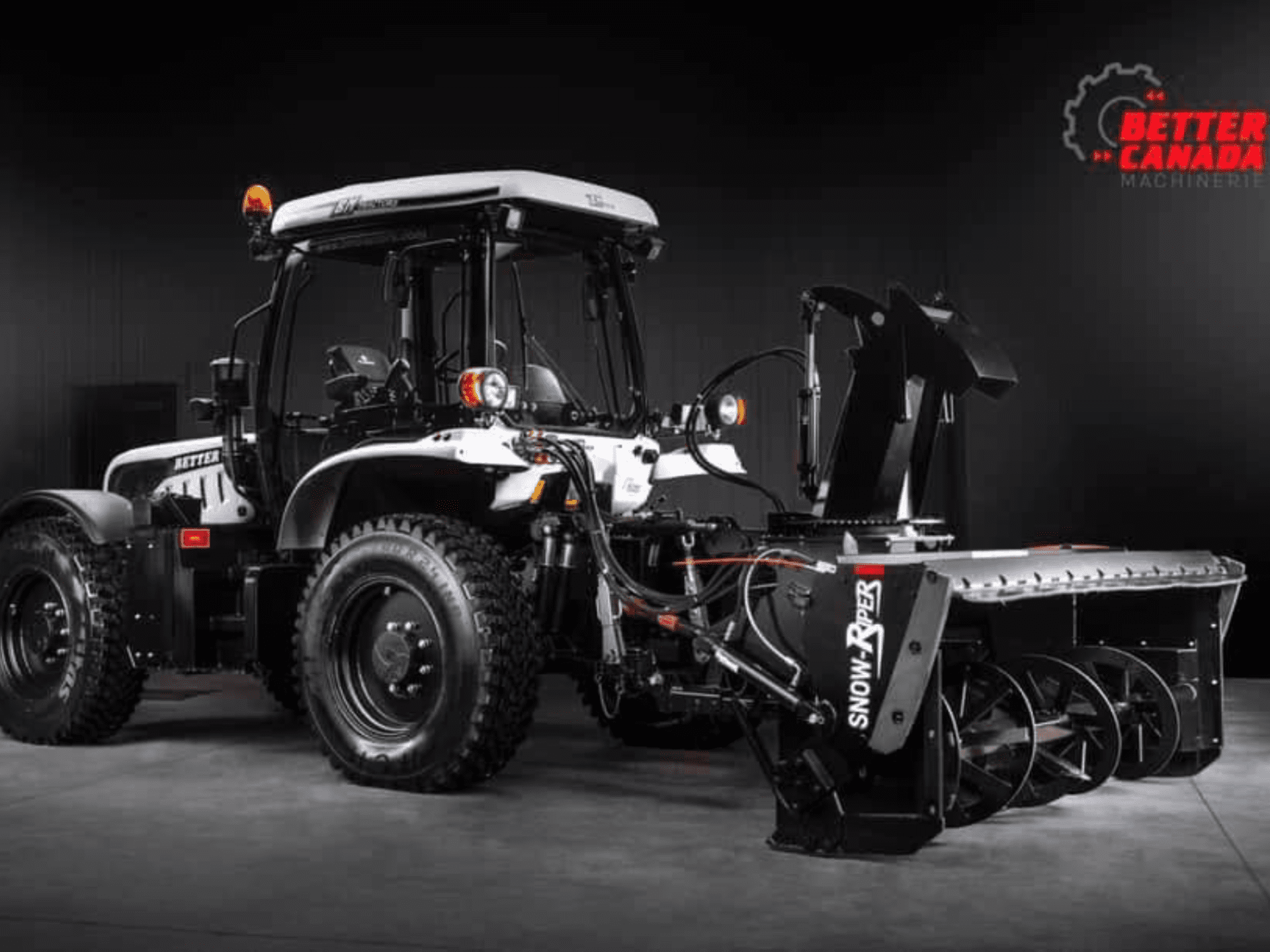 A tractor equipped with a snow plow, ready to clear snow-covered roads and driveways efficiently.